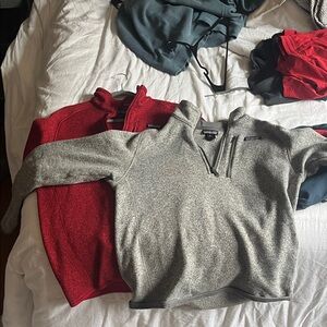 Patagonia Men’s Gray and Red Zip-Up Fleece Sweaters